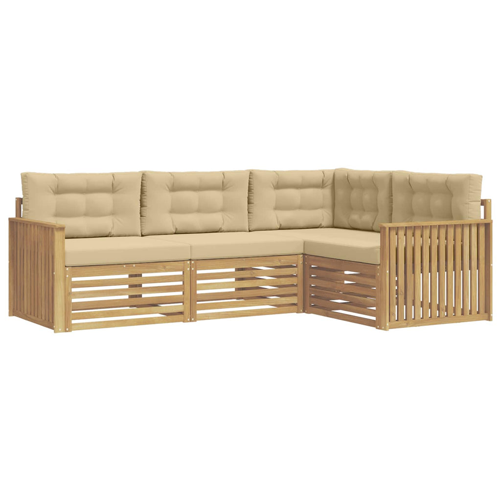 Outdoor-Sofagarnitur 4 pcs Weiß und Beige 247,5 x 168,5 x 73 cm