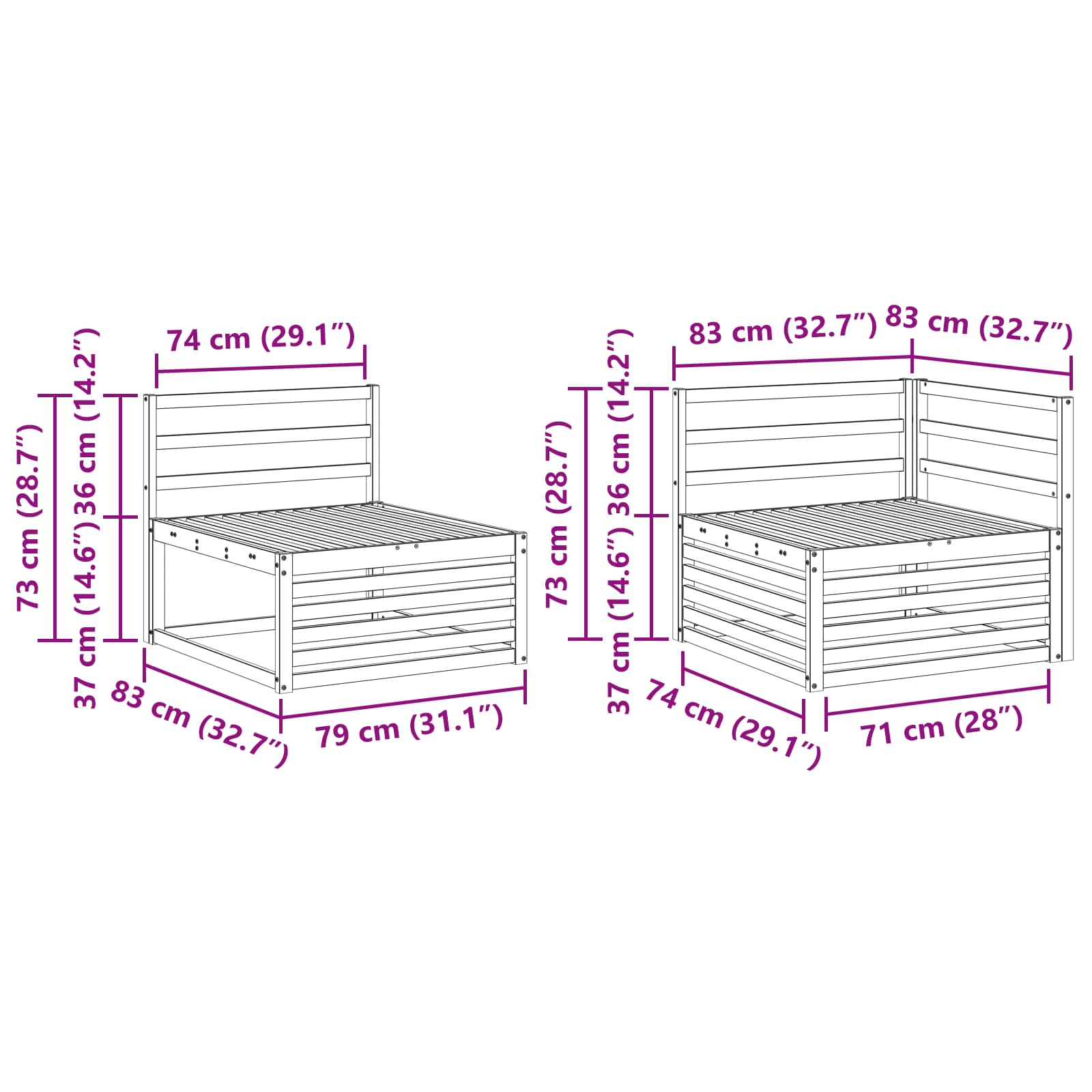 Outdoor-Sofagarnitur 4 pcs Weiß 250 x 170,5 x 73 cm