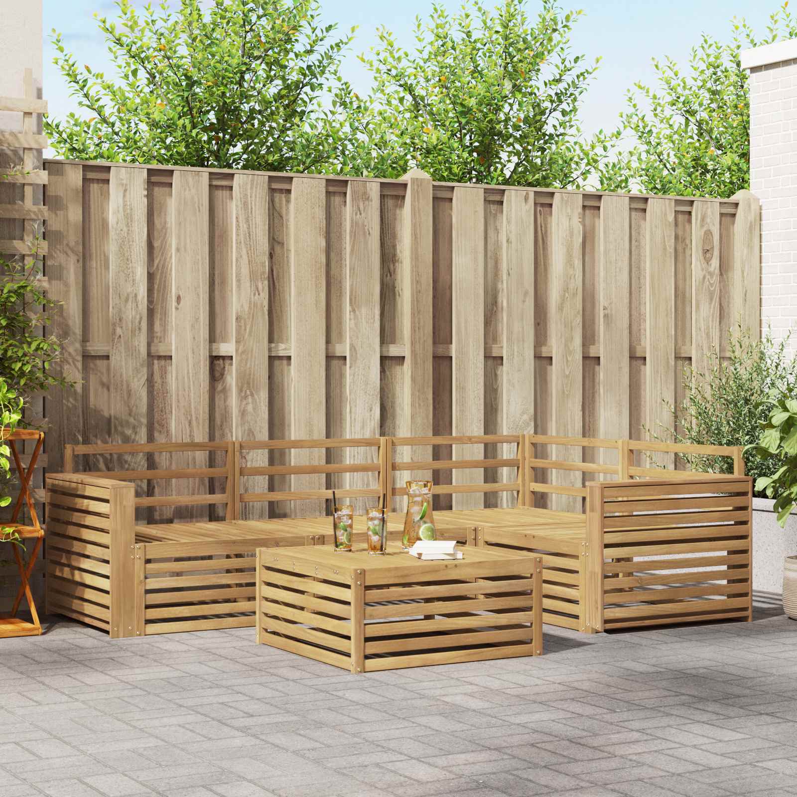 Outdoor-Sofagarnitur 5 pcs Weiß 79 x 79 x 37 cm