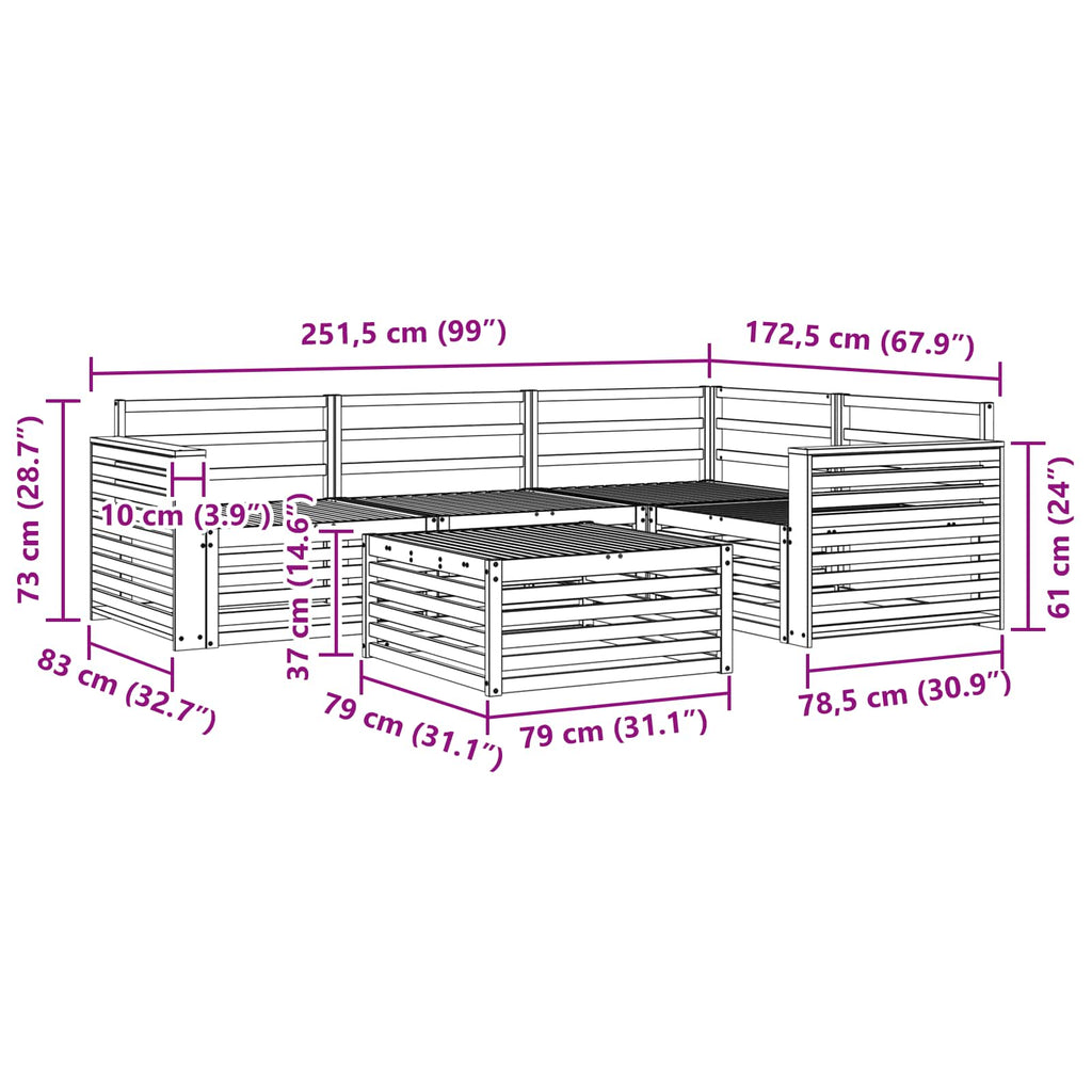 Outdoor-Sofagarnitur 5 pcs Weiß 79 x 79 x 37 cm