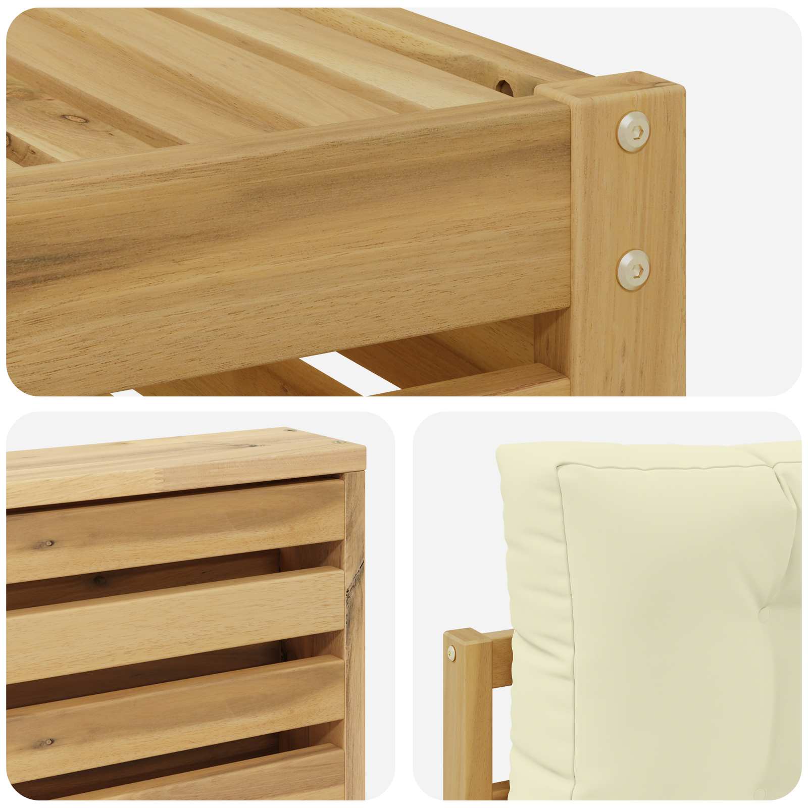 Outdoor-Sofagarnitur 5 pcs Weiß und Creme 79 x 79 x 37 cm