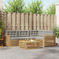 Outdoor-Sofagarnitur 5 pcs Weiß und Hellgrau 79 x 79 x 37 cm