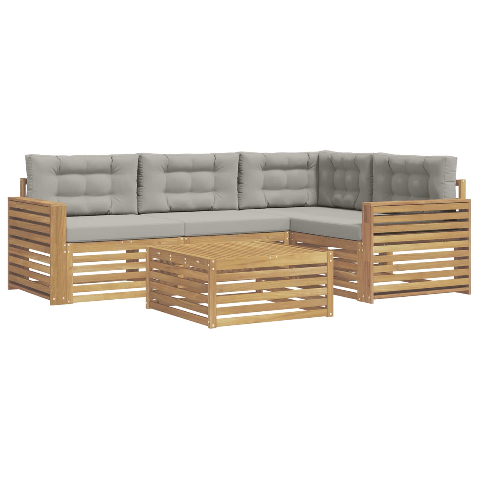 Outdoor-Sofagarnitur 5 pcs Weiß und Hellgrau 79 x 79 x 37 cm