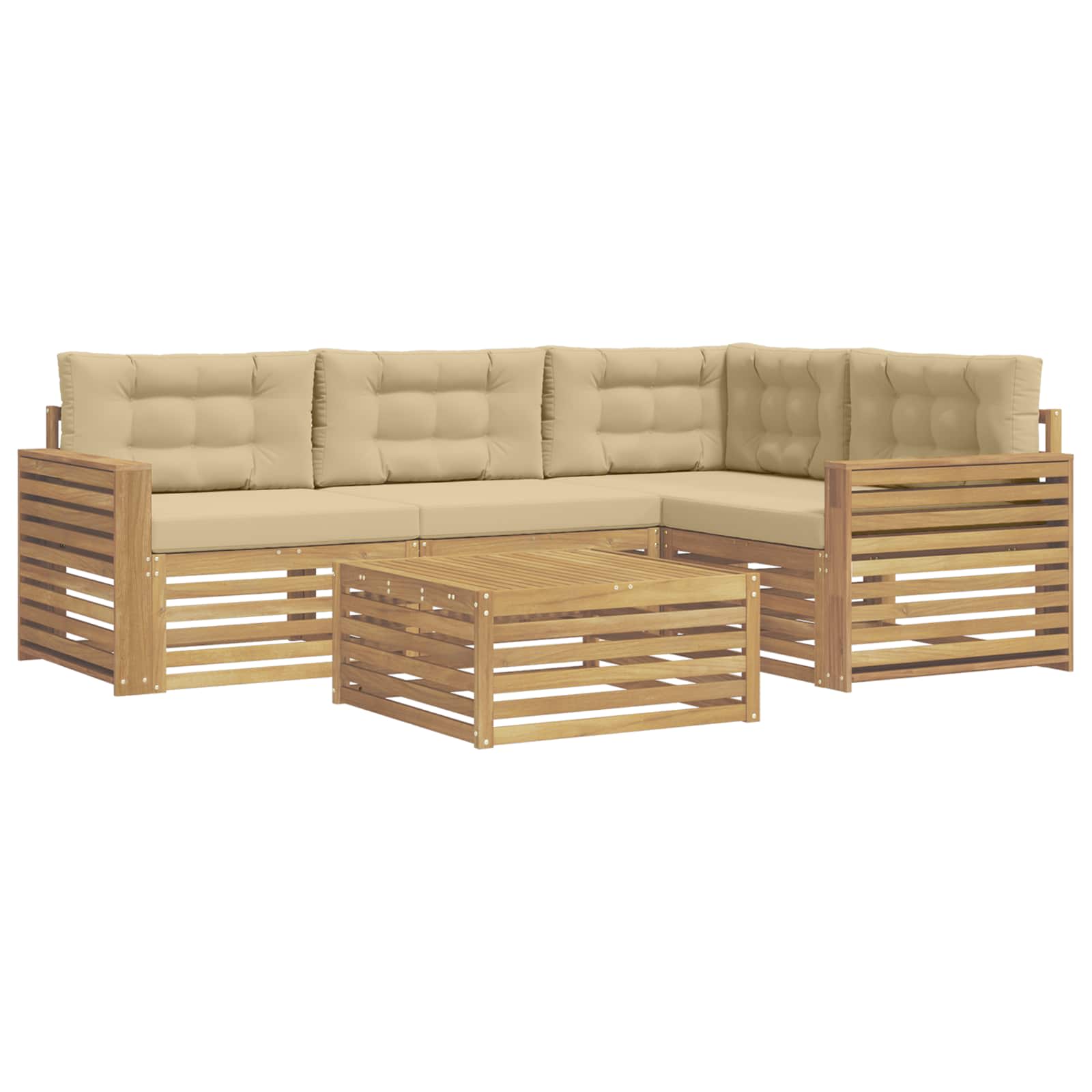 Outdoor-Sofagarnitur 5 pcs Weiß und Beige 79 x 79 x 37 cm