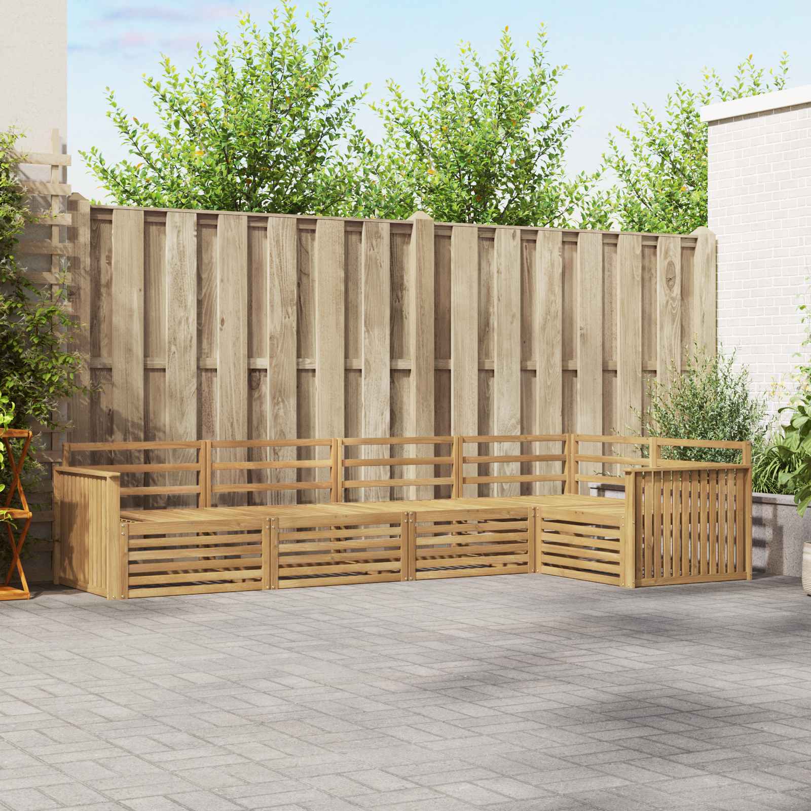 Outdoor-Sofagarnitur 5 pcs Weiß 327 x 168,5 x 73 cm