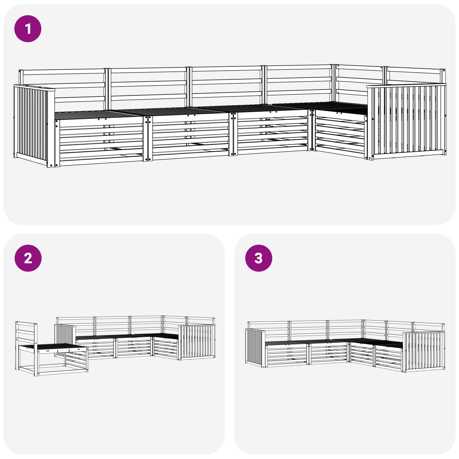 Outdoor-Sofagarnitur 5 pcs Weiß 327 x 168,5 x 73 cm