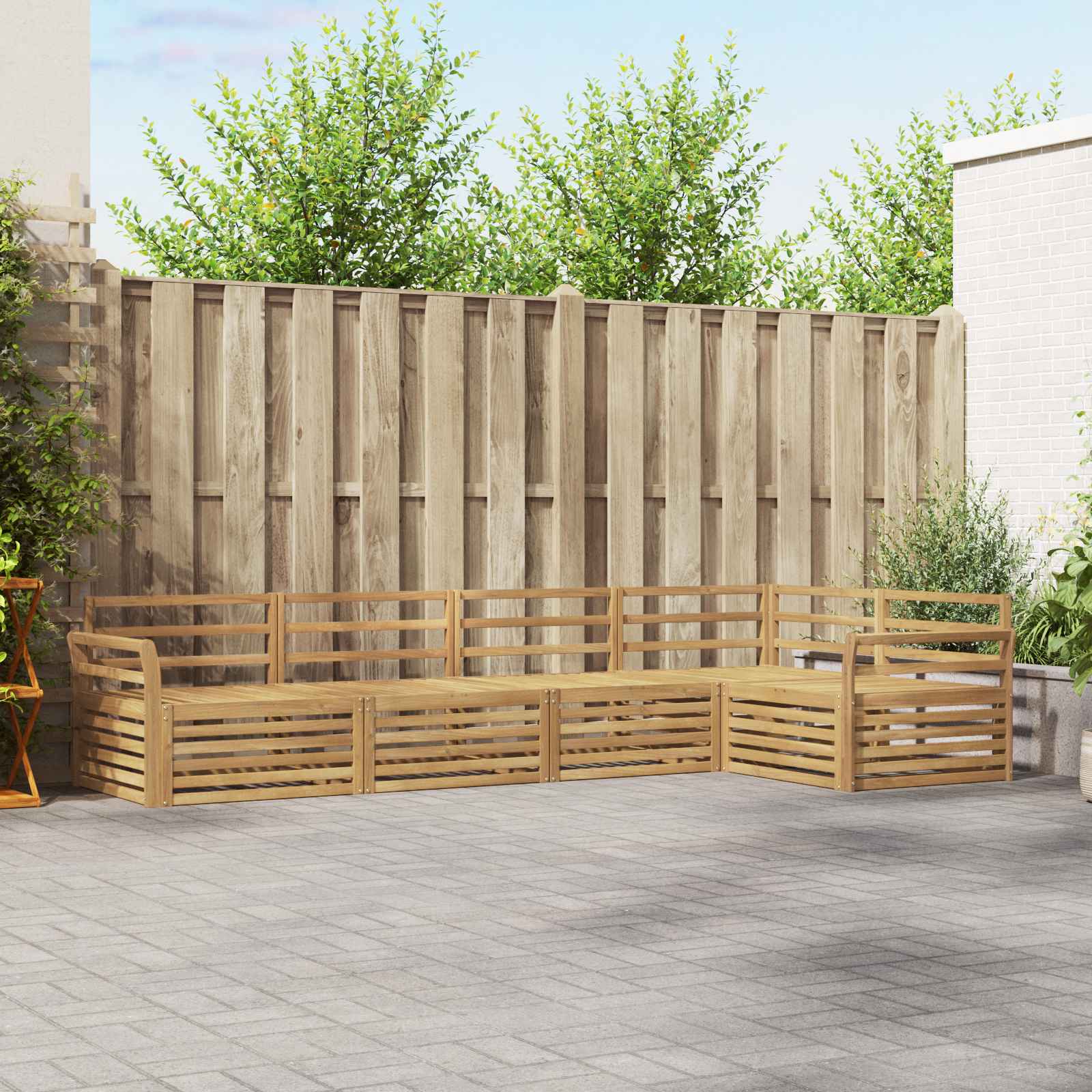 Outdoor-Sofagarnitur 5 pcs Weiß 329 x 170,5 x 73 cm