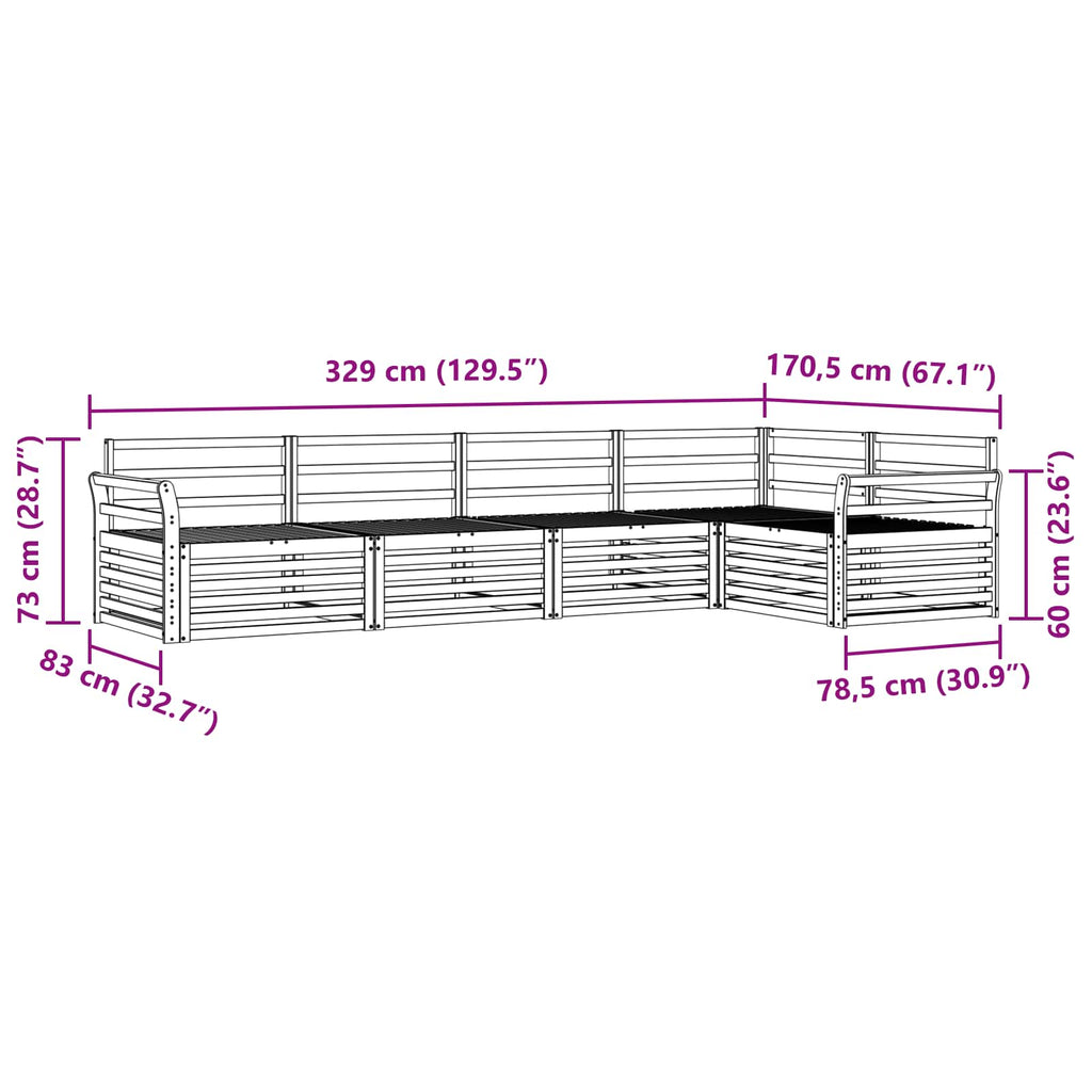Outdoor-Sofagarnitur 5 pcs Weiß 329 x 170,5 x 73 cm