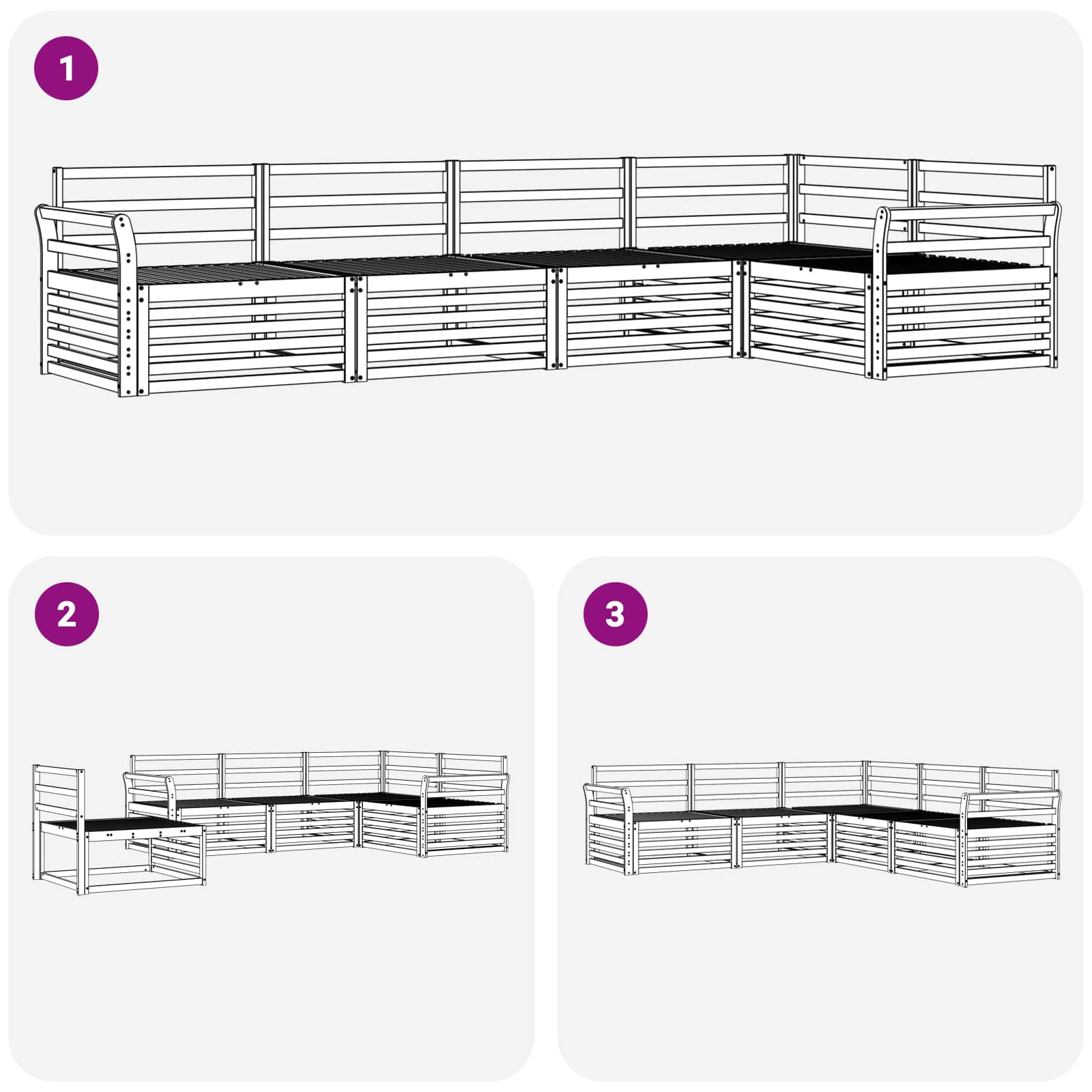 Outdoor-Sofagarnitur 5 pcs Weiß 329 x 170,5 x 73 cm