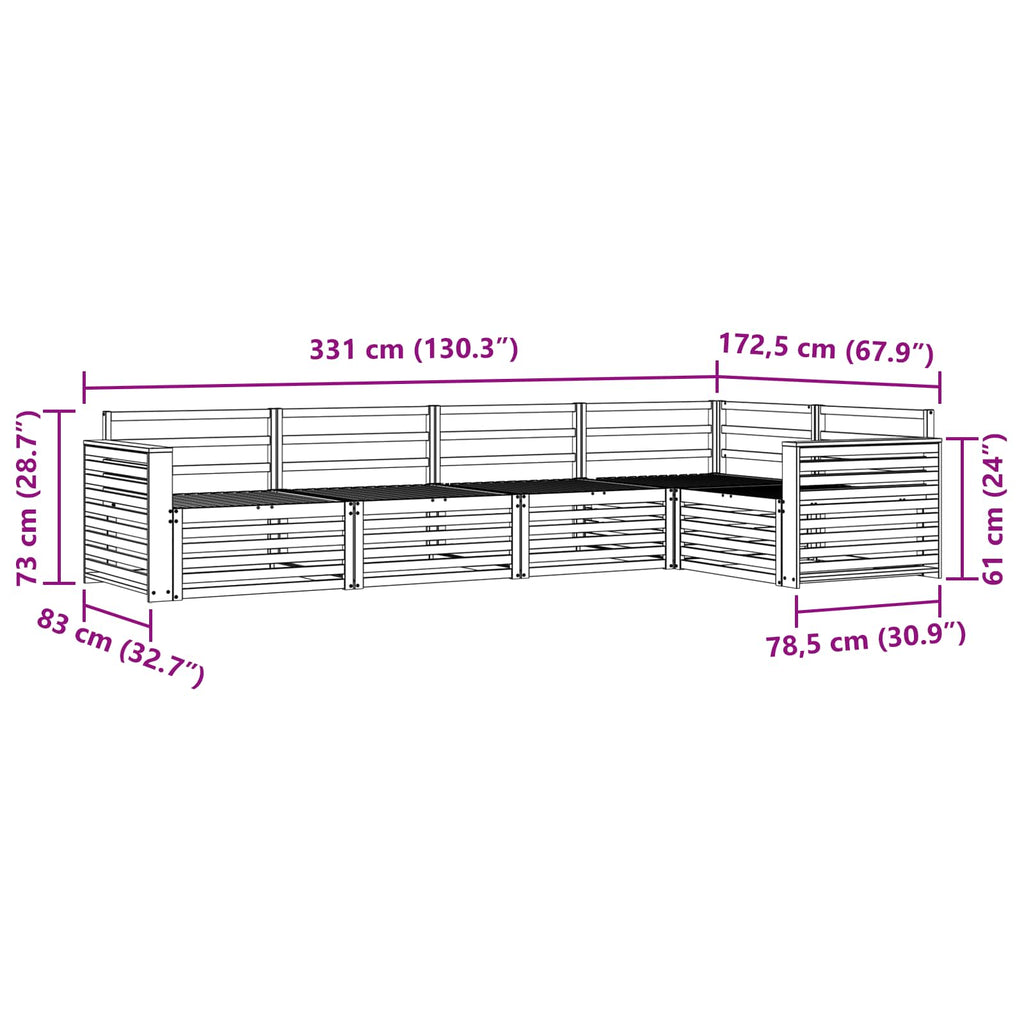 Outdoor-Sofagarnitur 5 pcs Weiß 331 x 172,5 x 73 cm