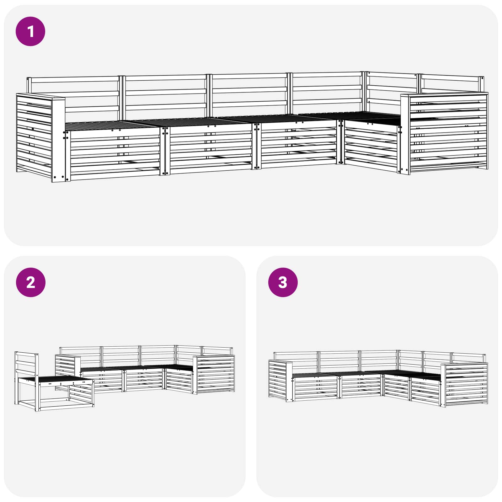 Outdoor-Sofagarnitur 5 pcs Weiß 331 x 172,5 x 73 cm