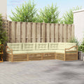 Outdoor-Sofagarnitur mit Kissen 5 pcs Weiß und Creme Polyester