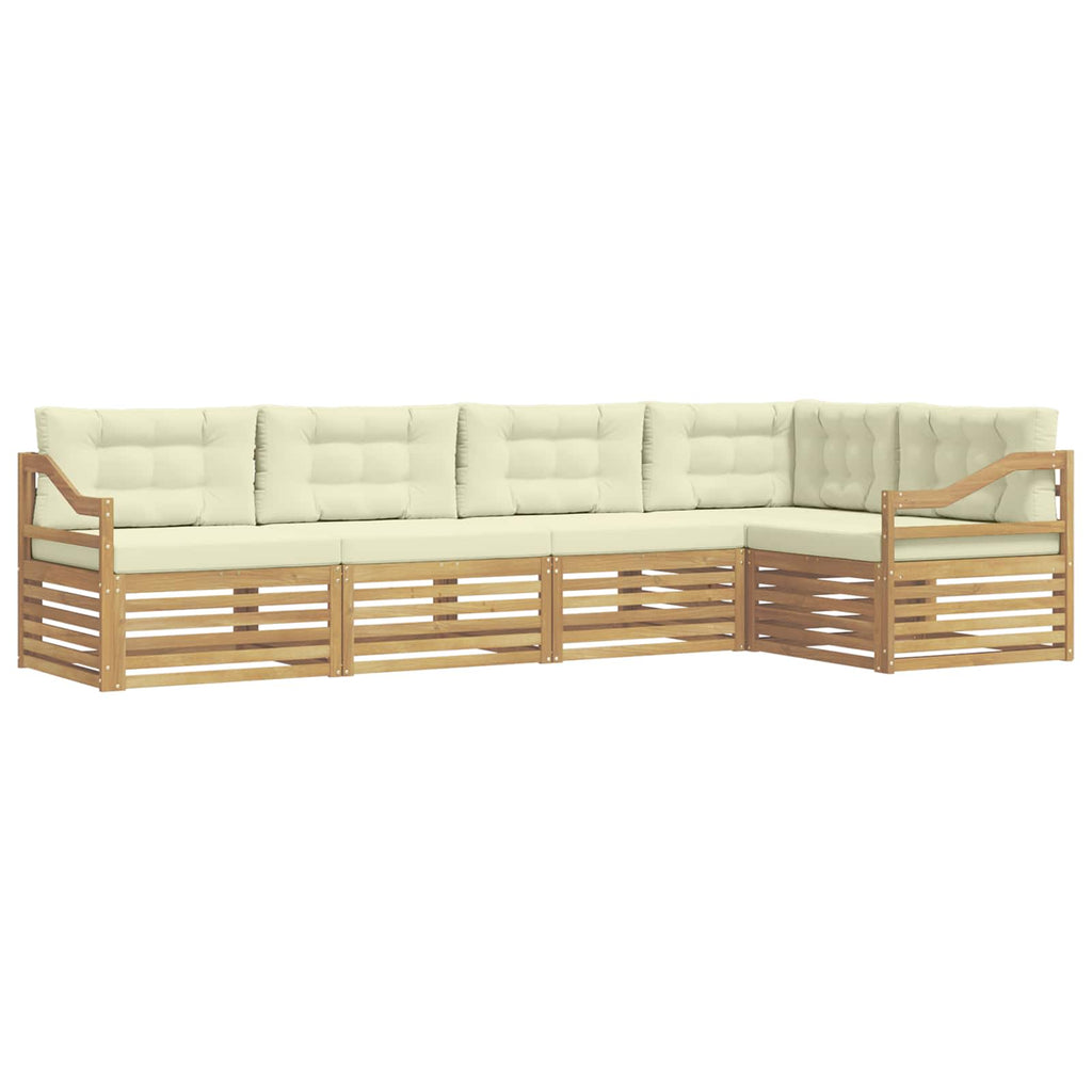 Outdoor-Sofagarnitur mit Kissen 5 pcs Weiß und Creme Polyester