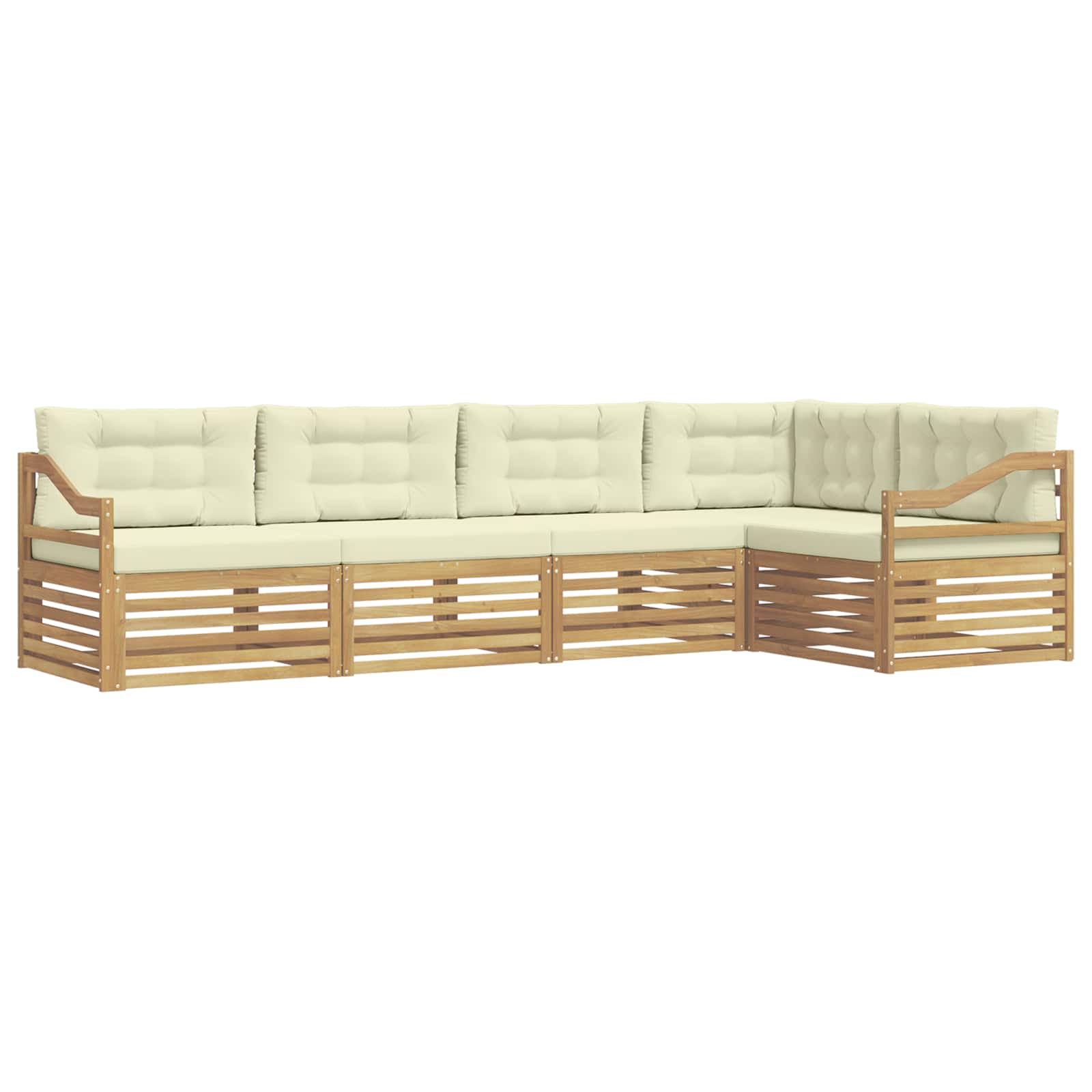 Outdoor-Sofagarnitur mit Kissen 5 pcs Weiß und Creme Polyester