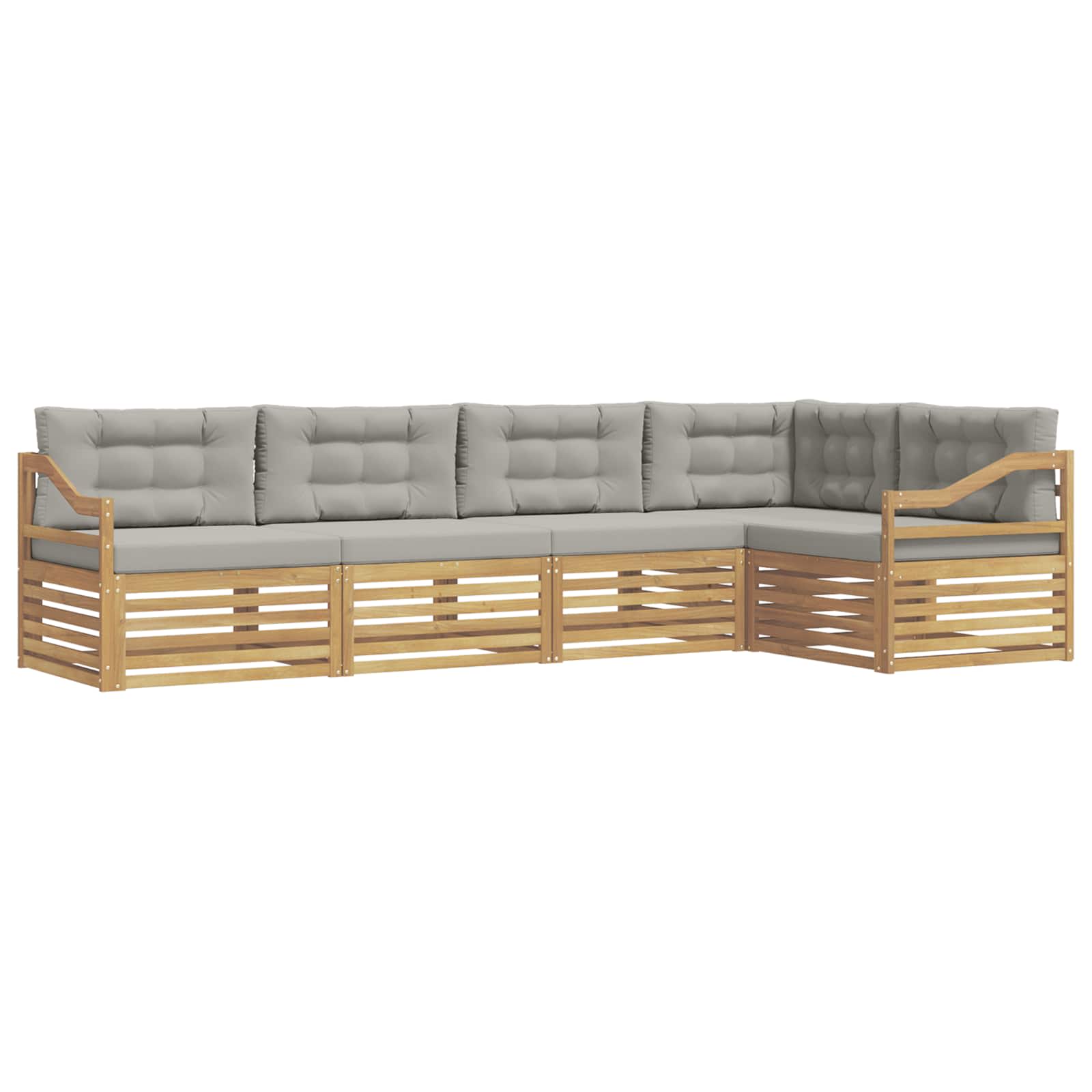 Outdoor-Sofagarnitur 5 pcs Weiß und Hellgrau Polyester
