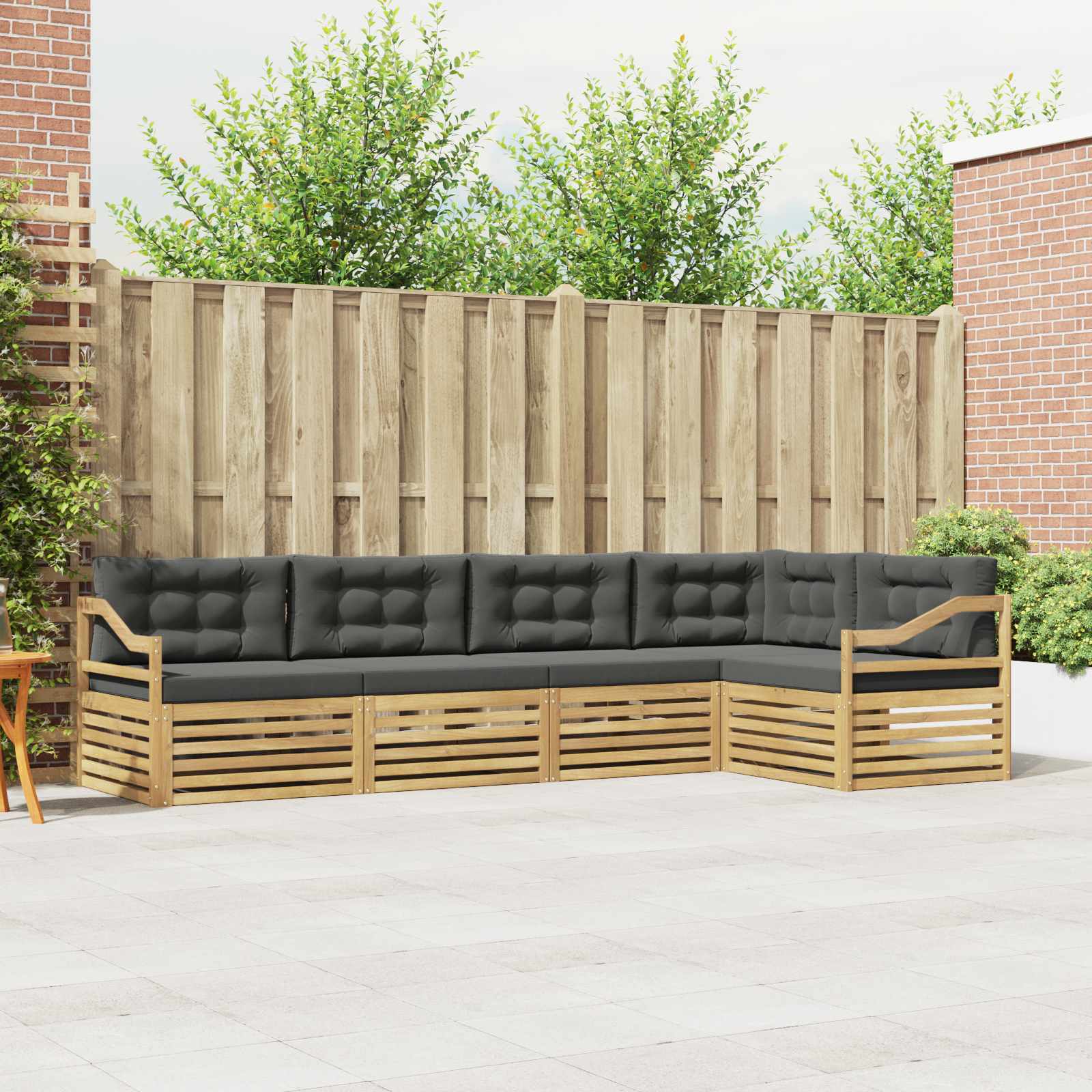 Outdoor-Sofagarnitur 5 pcs Weiß und Anthrazit Polyester
