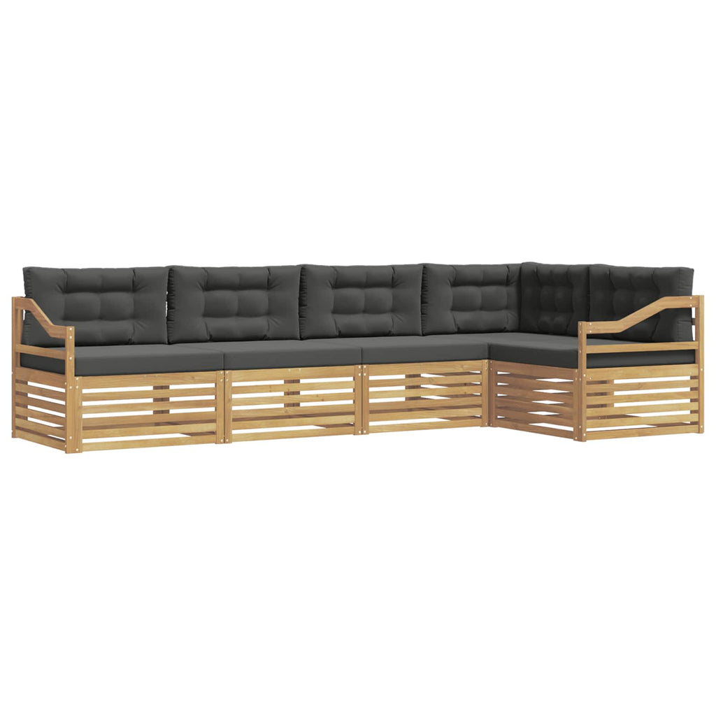 Outdoor-Sofagarnitur 5 pcs Weiß und Anthrazit Polyester