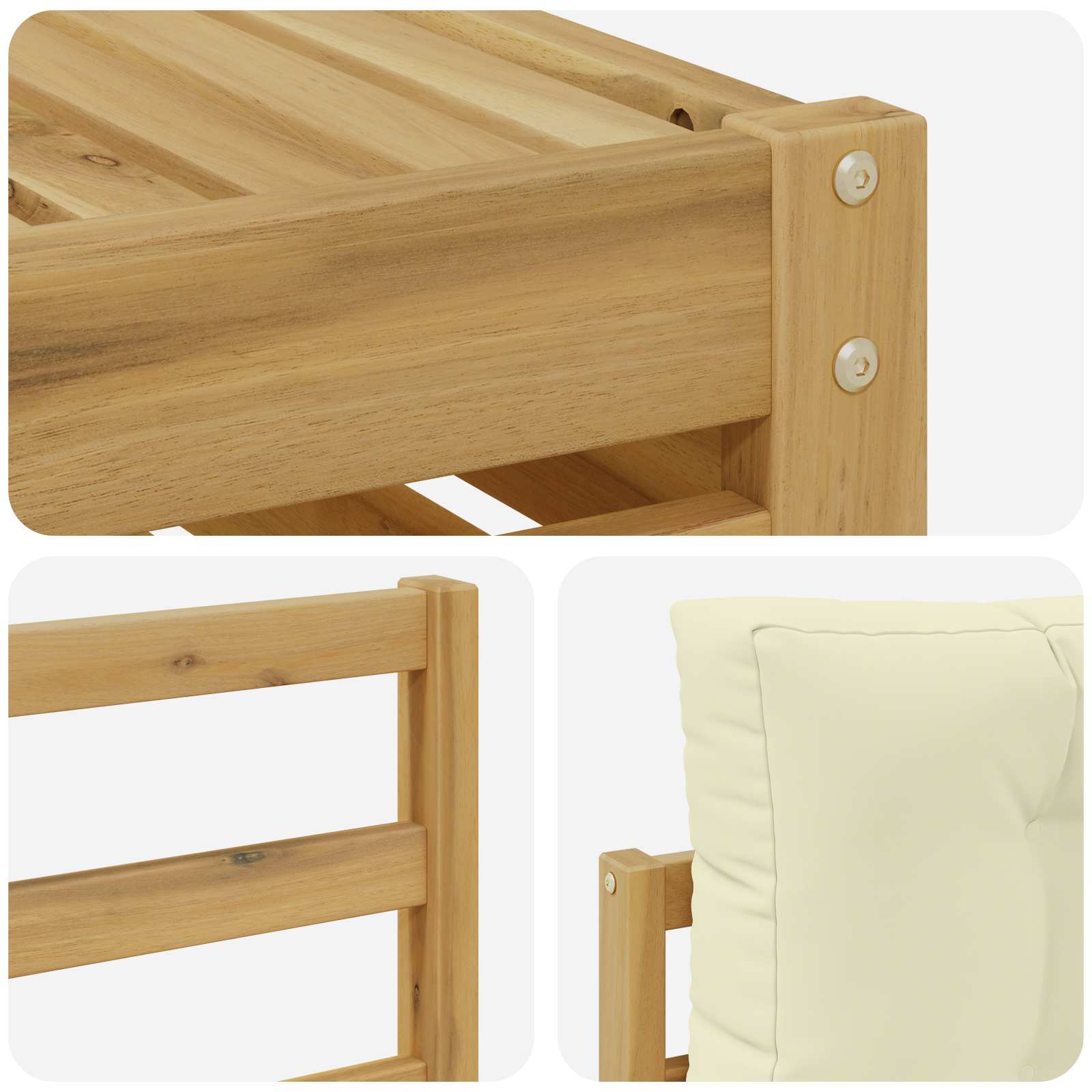 Outdoor-Sofagarnitur mit Kissen 6 pcs Weiß und Creme Polyester