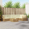 Outdoor-Sofagarnitur mit Kissen 6 pcs Weiß und Creme Polyester