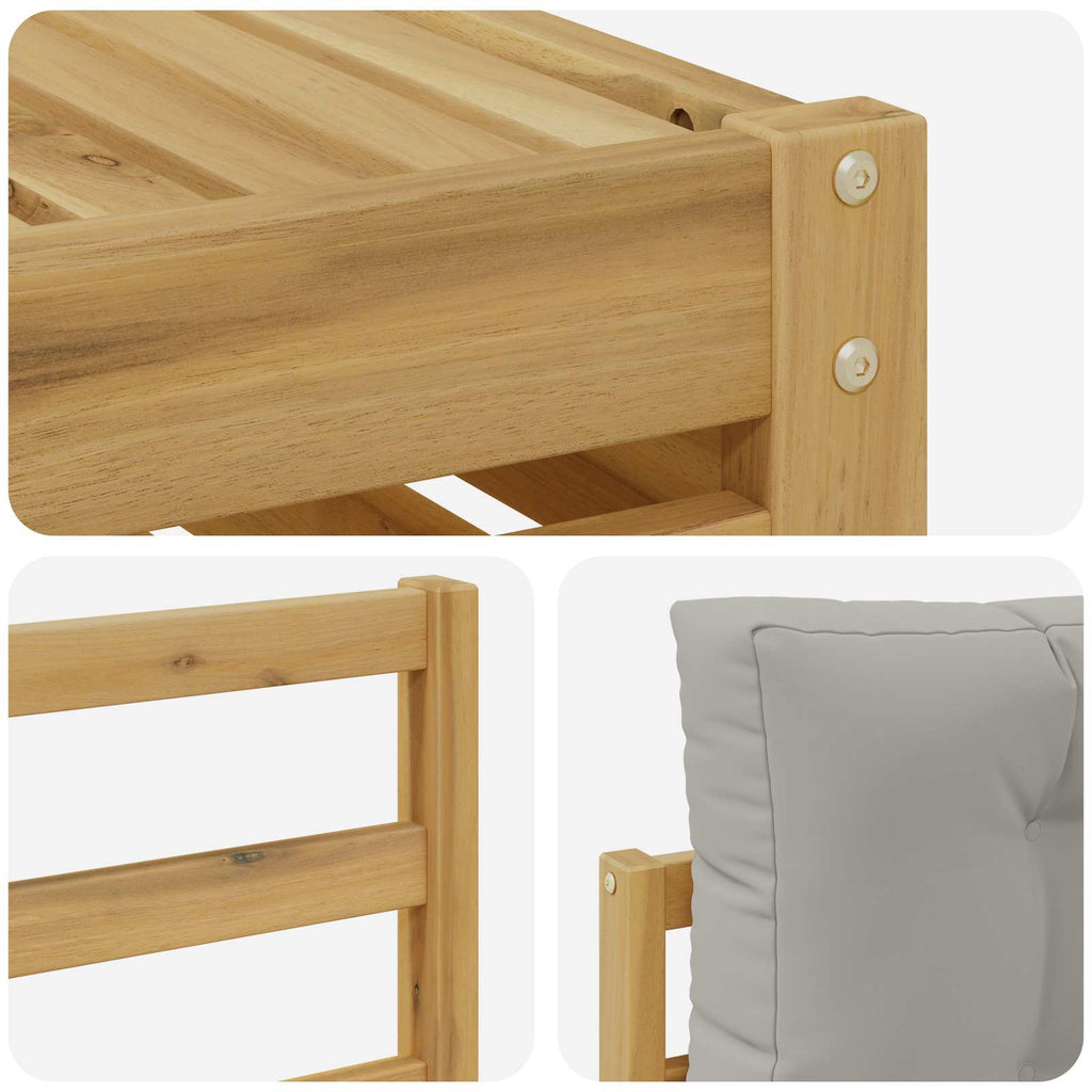 Outdoor-Sofagarnitur 6 pcs Weiß und Hellgrau Polyester