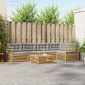 Outdoor-Sofagarnitur 6 pcs Weiß und Hellgrau Polyester