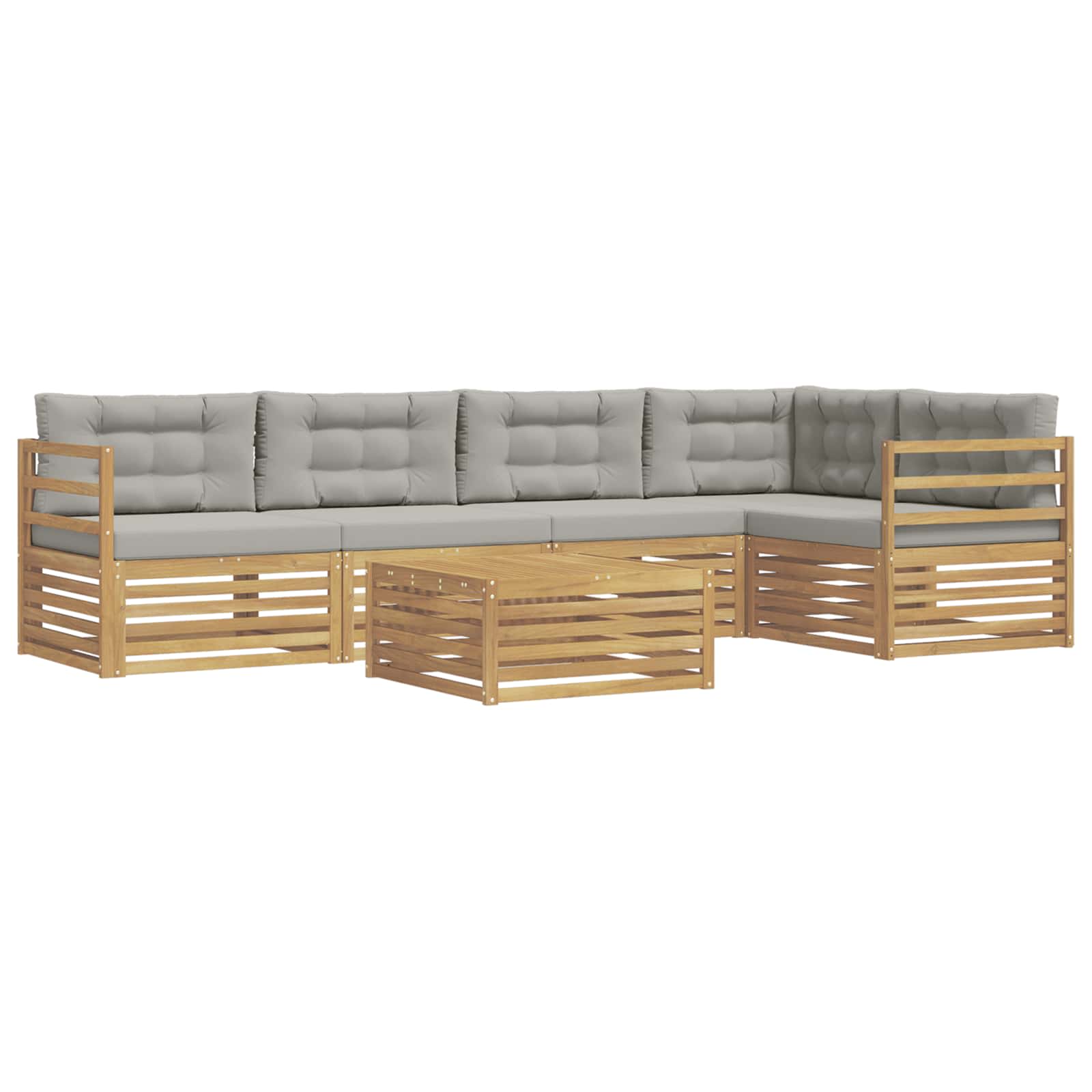 Outdoor-Sofagarnitur 6 pcs Weiß und Hellgrau Polyester