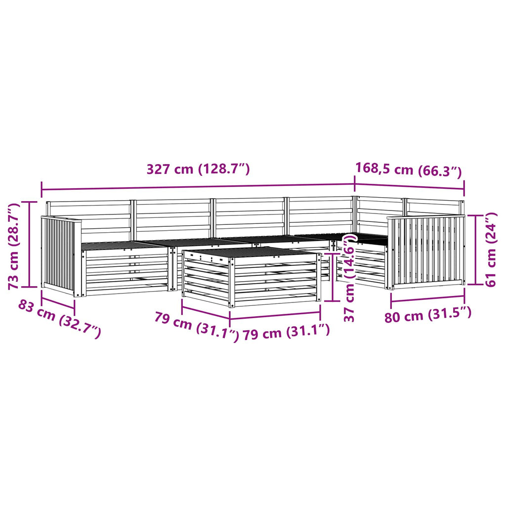 Outdoor-Sofagarnitur 6 pcs Weiß 79 x 79 x 37 cm