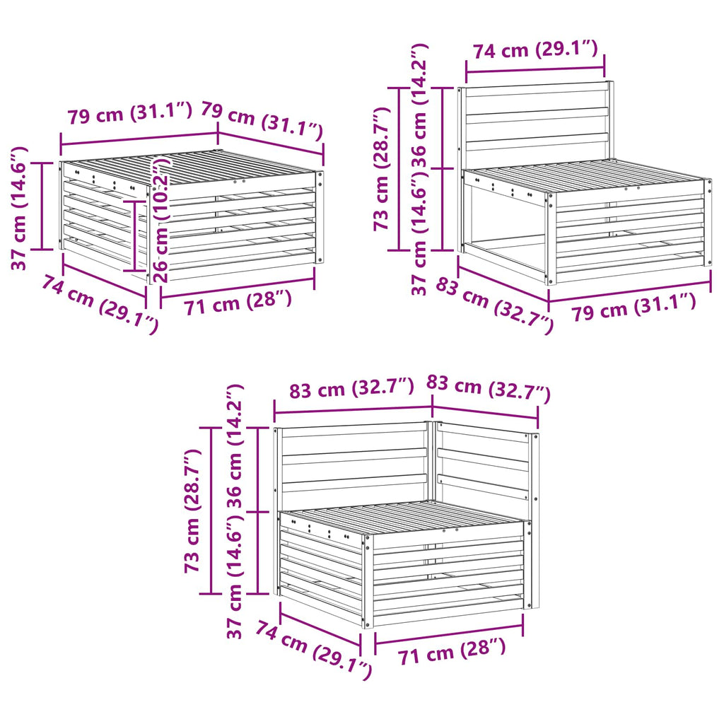 Outdoor-Sofagarnitur 6 pcs Weiß 79 x 79 x 37 cm