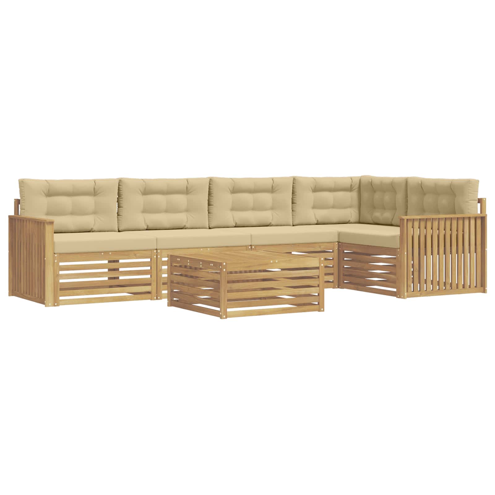 Outdoor-Sofagarnitur 6 pcs Weiß und Beige 79 x 79 x 37 cm