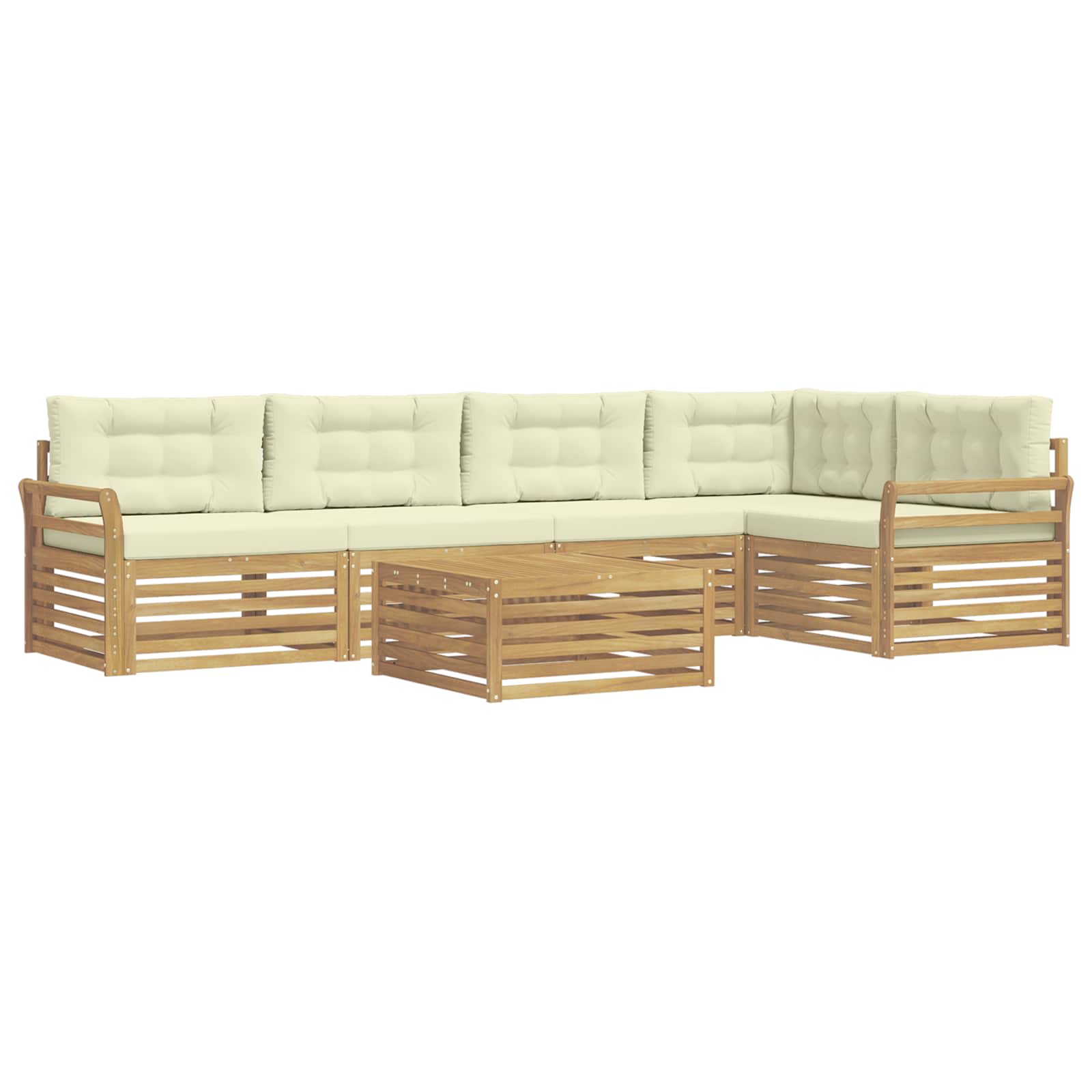 Outdoor-Sofagarnitur 6 pcs Weiß und Creme 79 x 79 x 37 cm