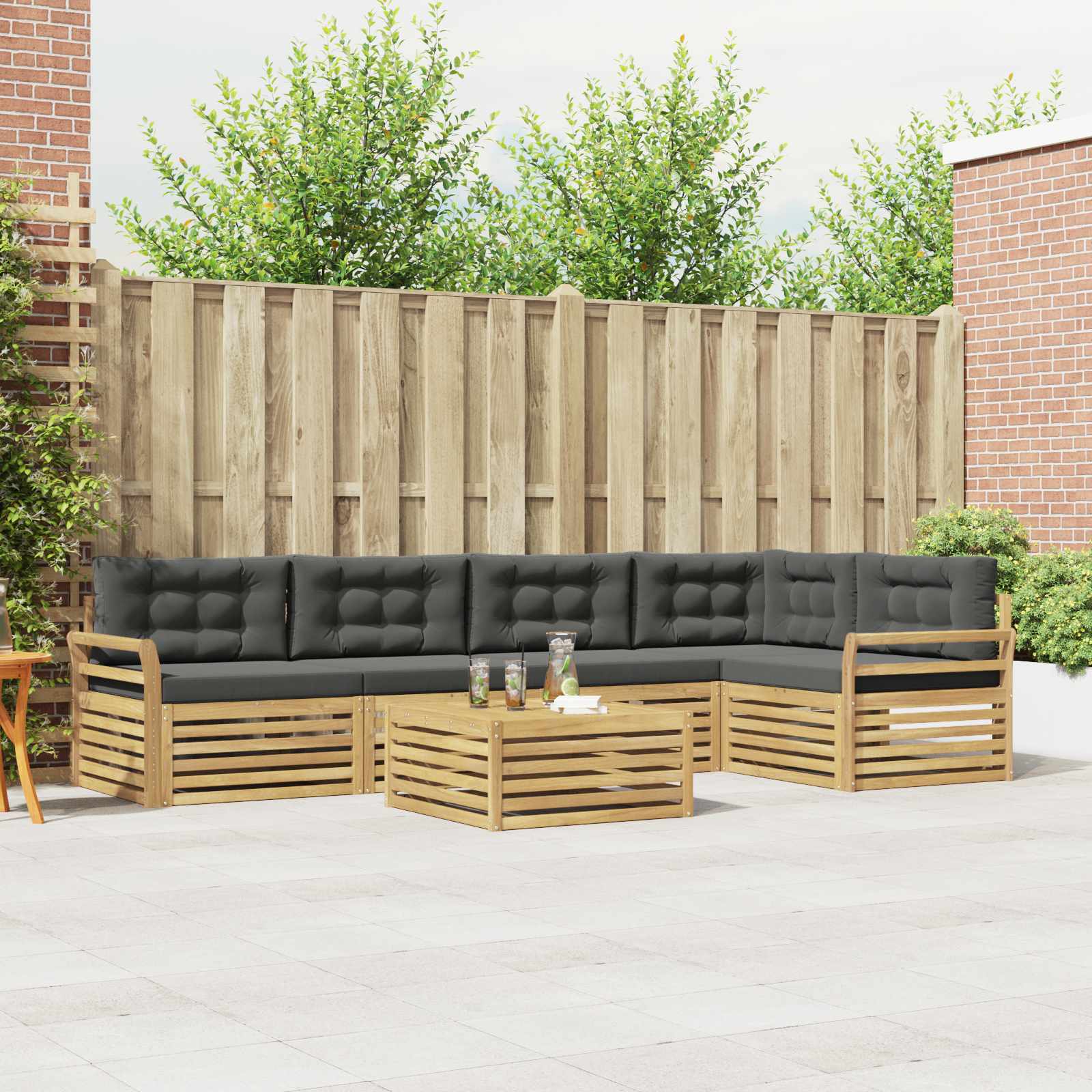 Outdoor-Sofagarnitur 6 pcs Weiß und Anthrazit 79 x 79 x 37 cm