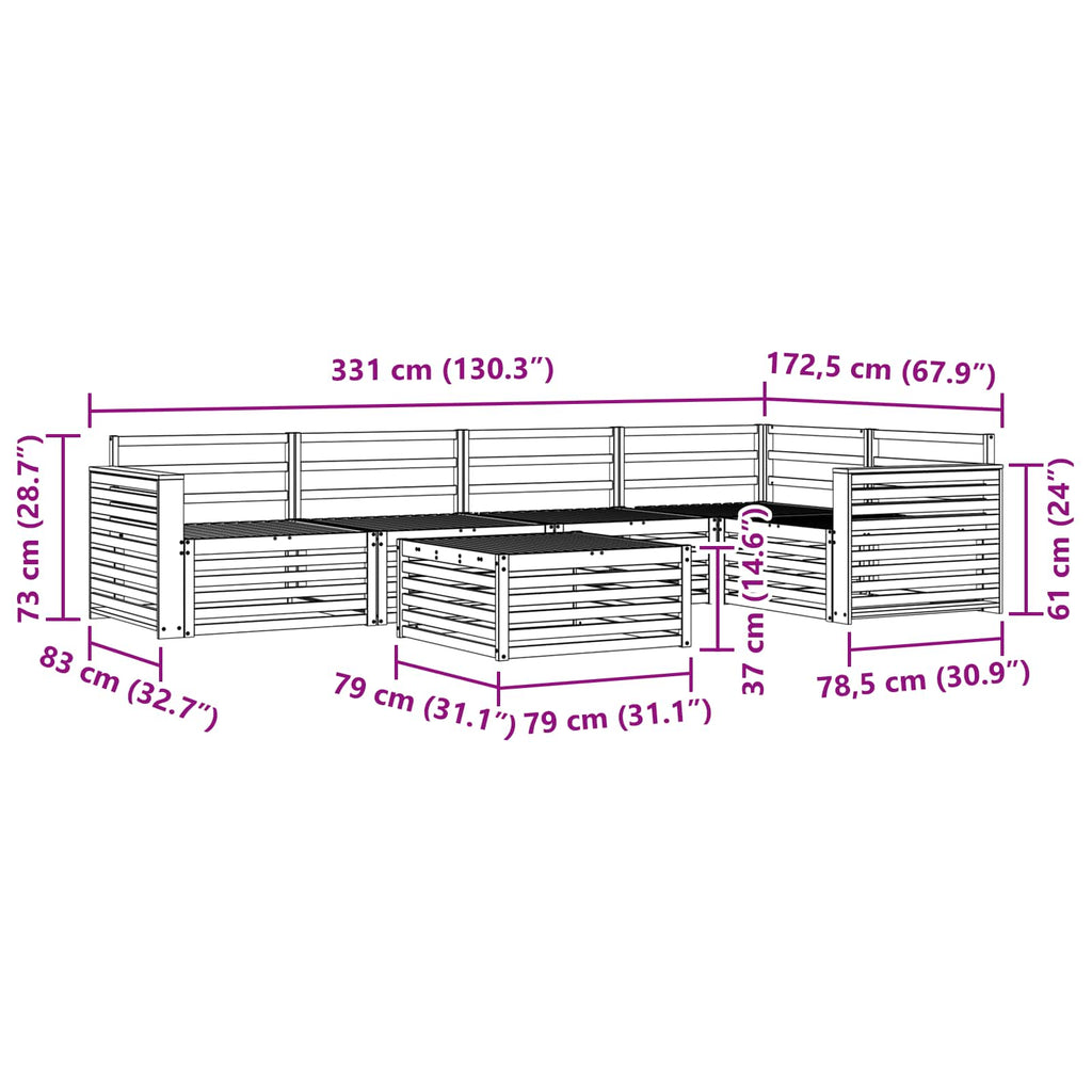 Outdoor-Sofagarnitur 6 pcs Weiß 79 x 79 x 37 cm