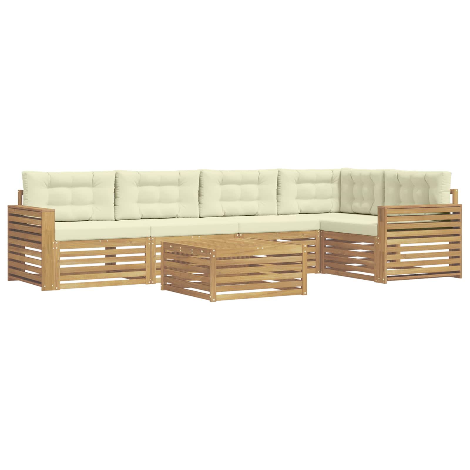 Outdoor-Sofagarnitur 6 pcs Weiß und Creme 79 x 79 x 37 cm
