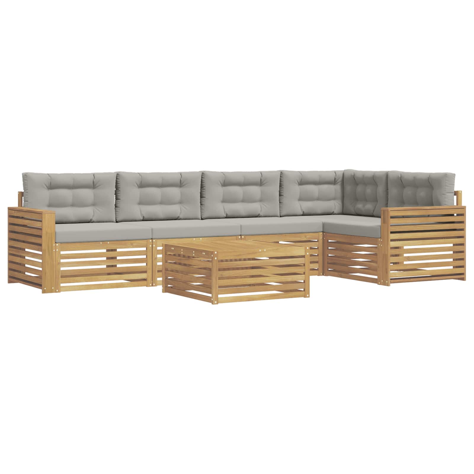 Outdoor-Sofagarnitur 6 pcs Weiß und Hellgrau 79 x 79 x 37 cm