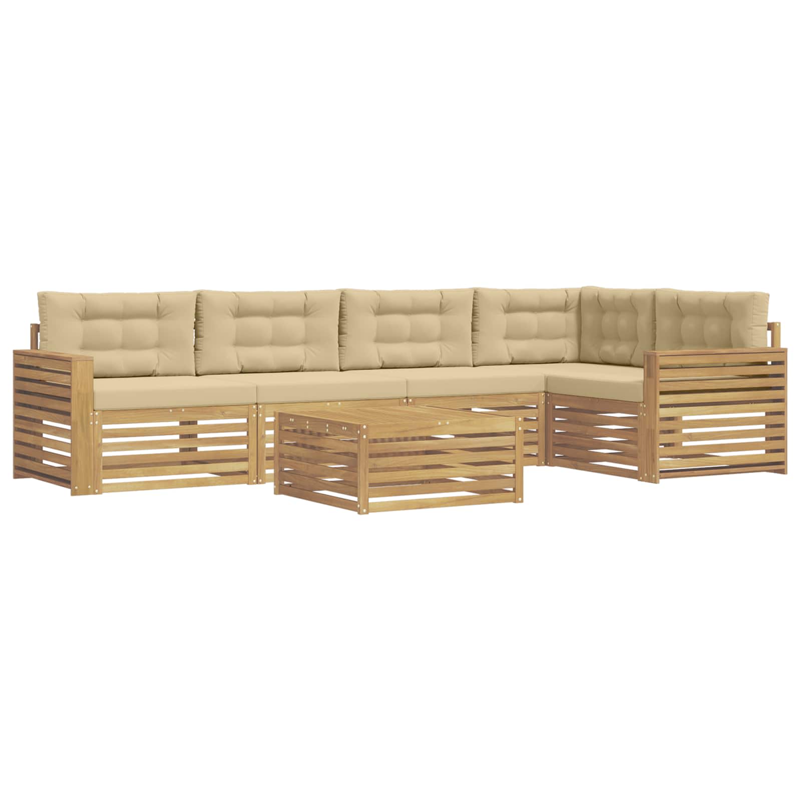 Outdoor-Sofagarnitur 6 pcs Weiß und Beige 79 x 79 x 37 cm