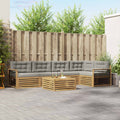 Outdoor-Sofagarnitur 6 pcs Weiß und Hellgrau Polyester