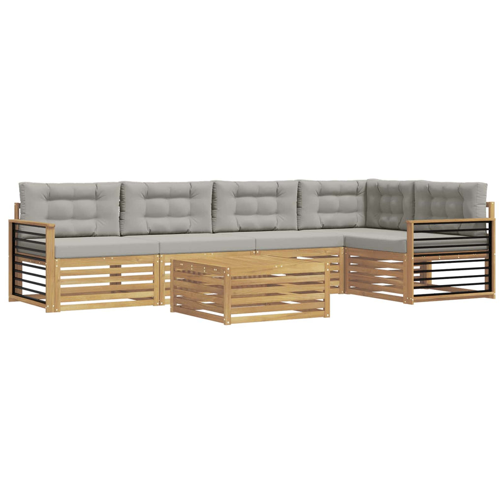 Outdoor-Sofagarnitur 6 pcs Weiß und Hellgrau Polyester