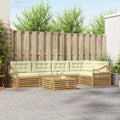 Outdoor-Sofagarnitur mit Kissen 6 pcs Weiß und Creme Polyester