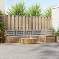 Outdoor-Sofagarnitur 6 pcs Weiß und Hellgrau Polyester