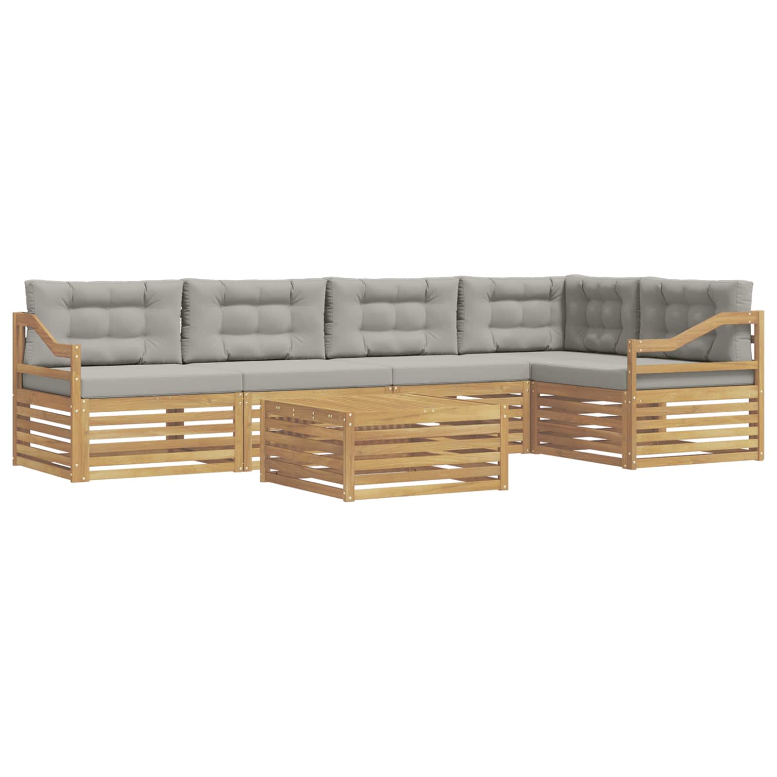 Outdoor-Sofagarnitur 6 pcs Weiß und Hellgrau Polyester