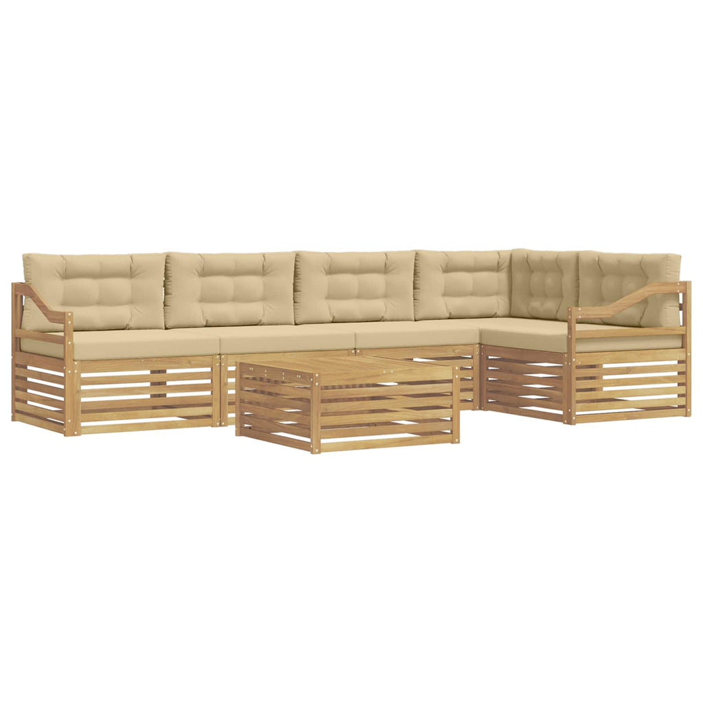 Outdoor-Sofagarnitur mit Kissen 6 pcs Weiß und Beige Polyester