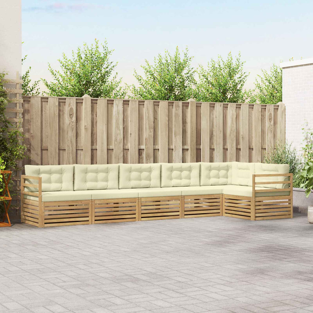 Outdoor-Sofagarnitur 6 pcs Weiß und Creme 404 x 166,5 x 73 cm