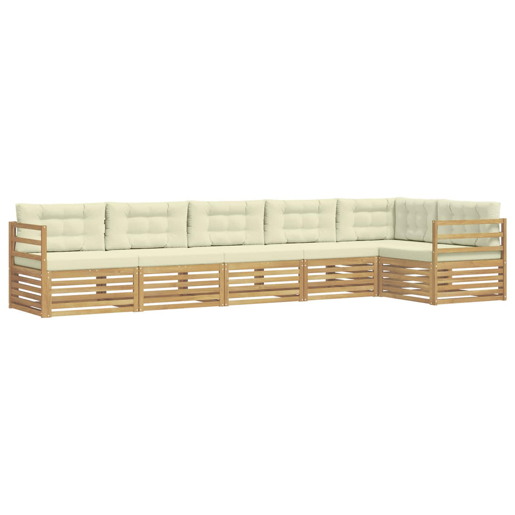 Outdoor-Sofagarnitur 6 pcs Weiß und Creme 404 x 166,5 x 73 cm