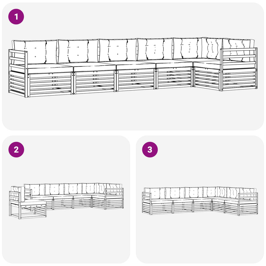 Outdoor-Sofagarnitur 6 pcs Weiß und Creme 404 x 166,5 x 73 cm