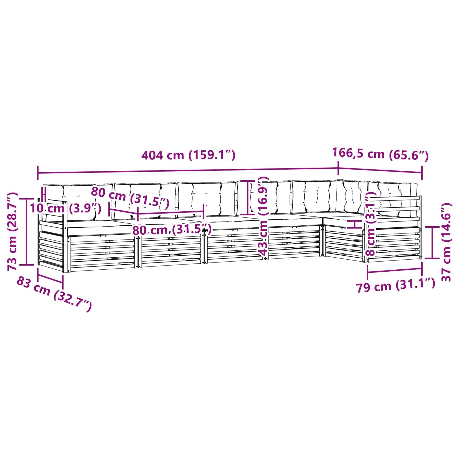 Outdoor-Sofagarnitur 6 pcs Weiß und Anthrazit