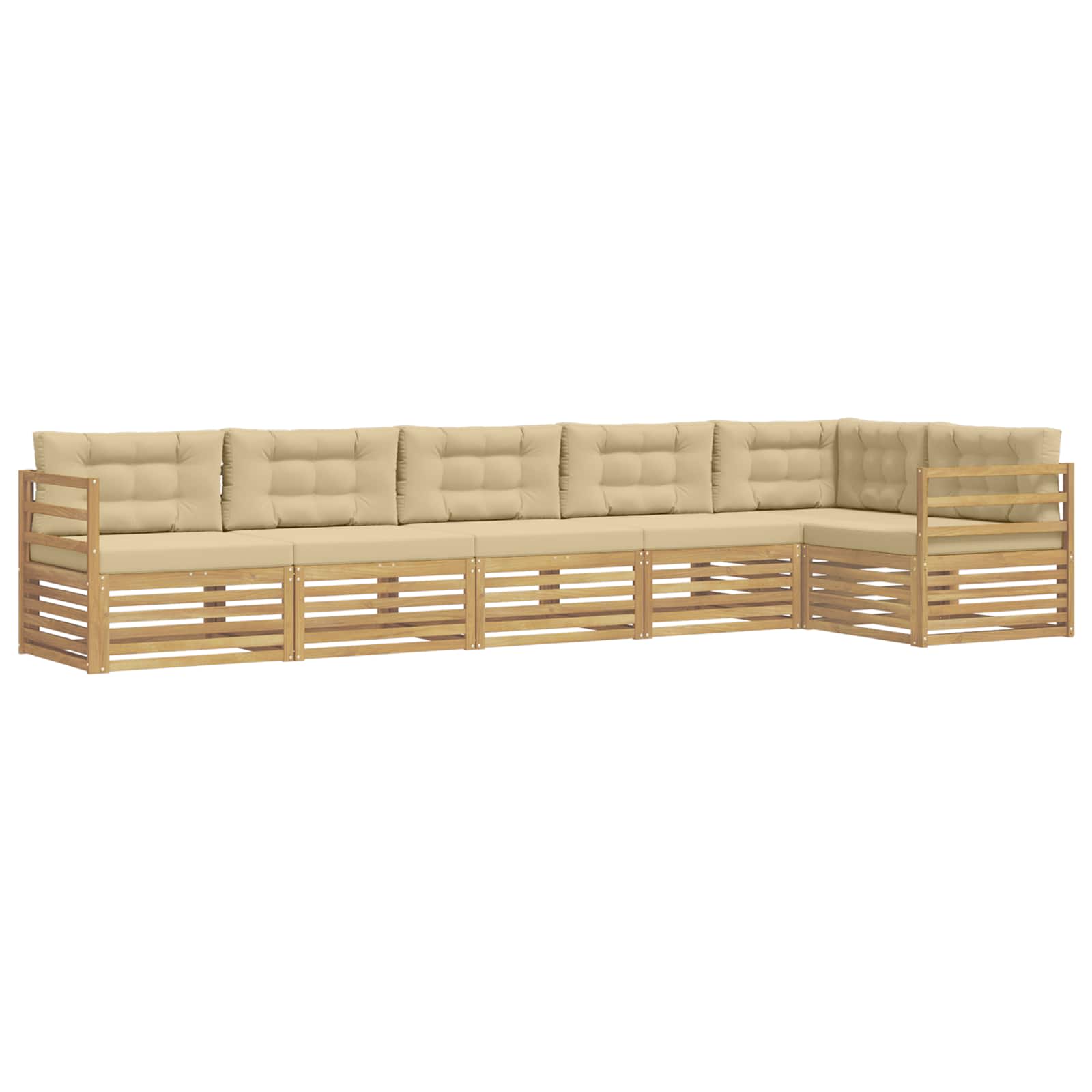 Outdoor-Sofagarnitur 6 pcs Weiß und Beige 404 x 166,5 x 73 cm