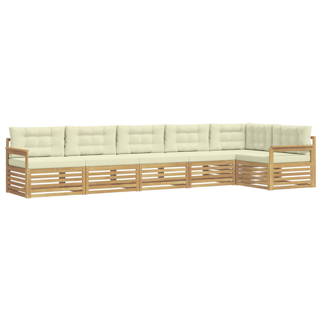 Outdoor-Sofagarnitur mit Kissen 6 pcs Weiß und Creme Polyester