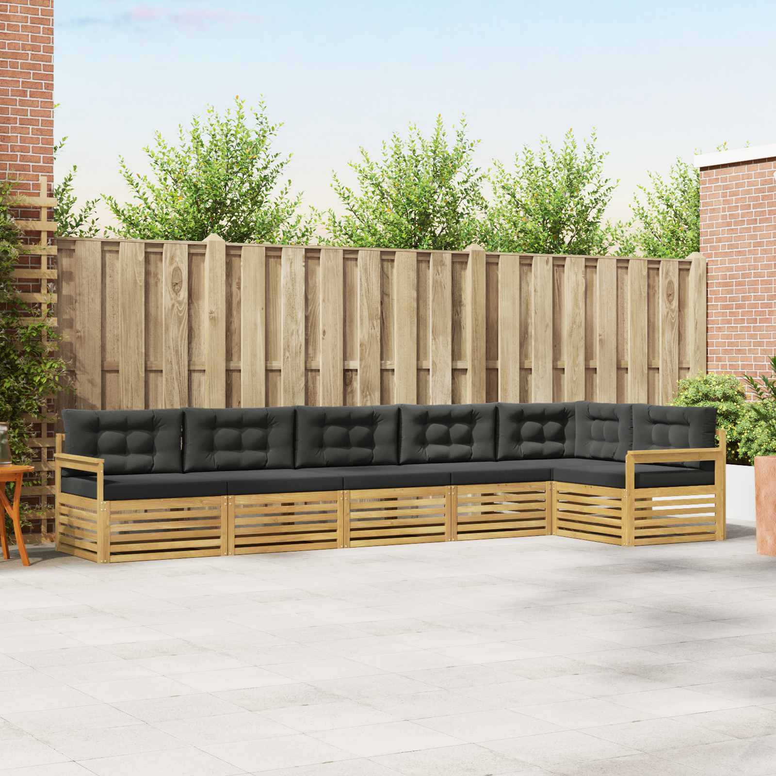 Outdoor-Sofagarnitur 6 pcs Weiß und Anthrazit Polyester