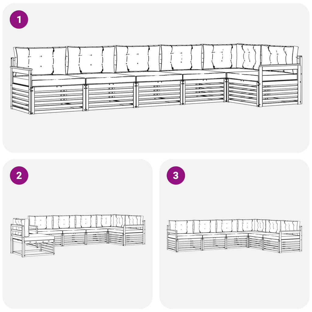 Outdoor-Sofagarnitur 6 pcs Weiß und Anthrazit Polyester