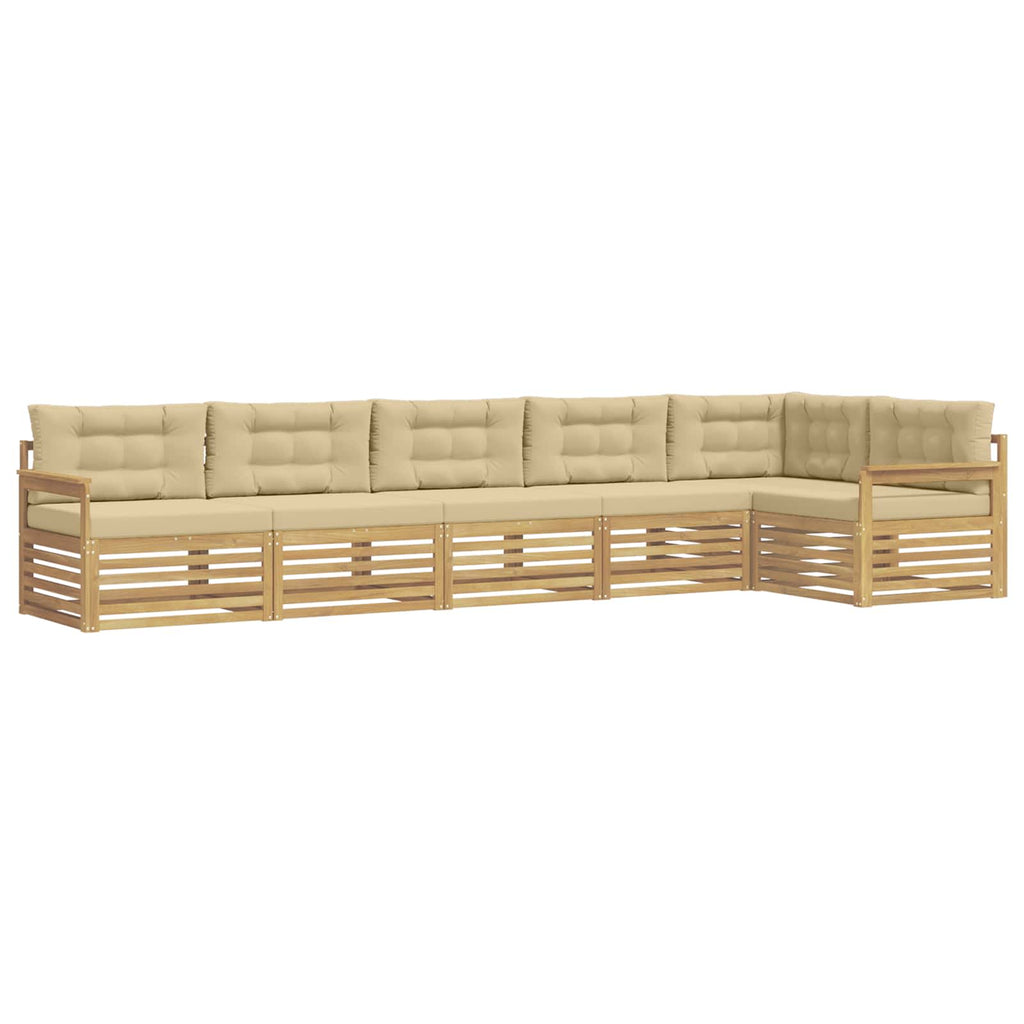 Outdoor-Sofagarnitur mit Kissen 6 pcs Weiß und Beige Polyester